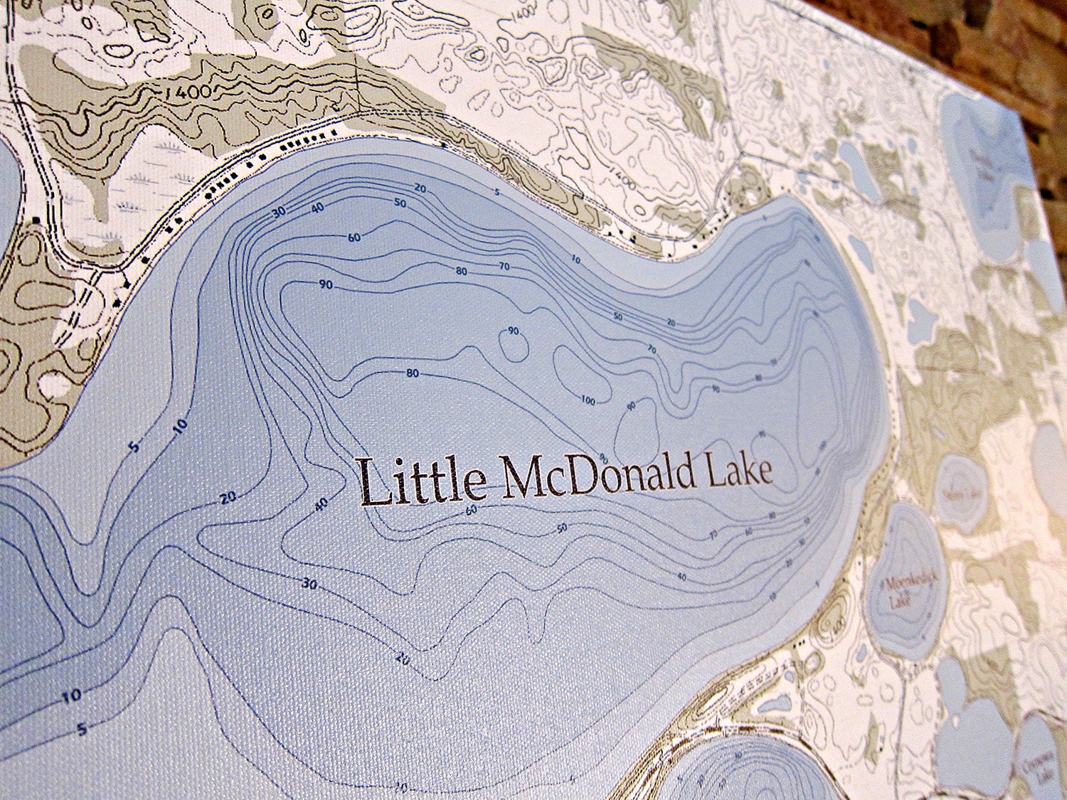 Little Mcdonald / Paul Lake Canvas Lake Map Etsy