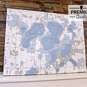 Big McDonald / West McDonald Lake Canvas Lake Map Premium Quality image 1