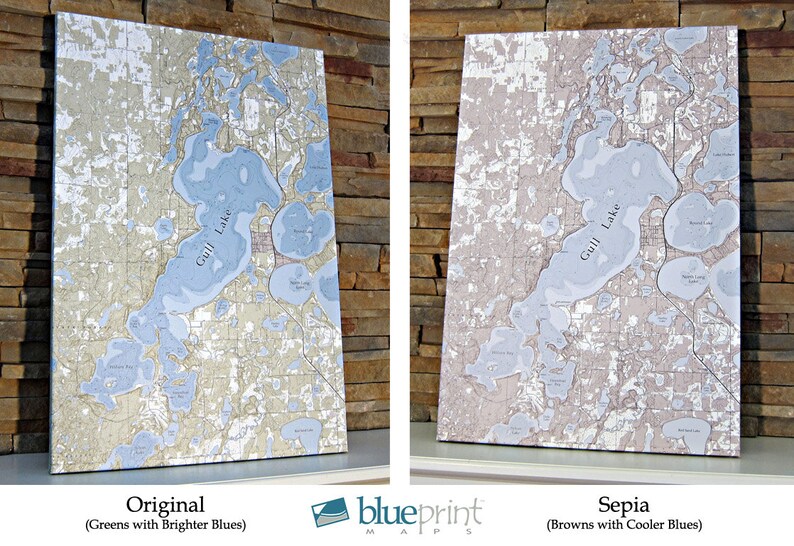 Rush Lake Canvas Lake Map premium Quality Etsy