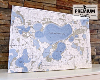 Little McDonald / Paul Lake - Canvas Lake Map (Premium Quality)