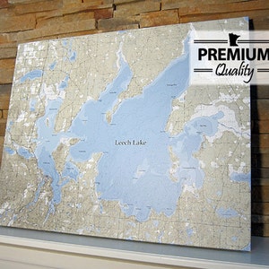 Leech Lake - Canvas Lake Map (Premium Quality)
