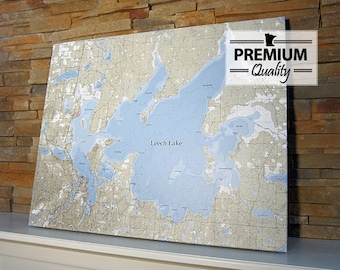 Leech Lake - Canvas Lake Map (Premium Quality)