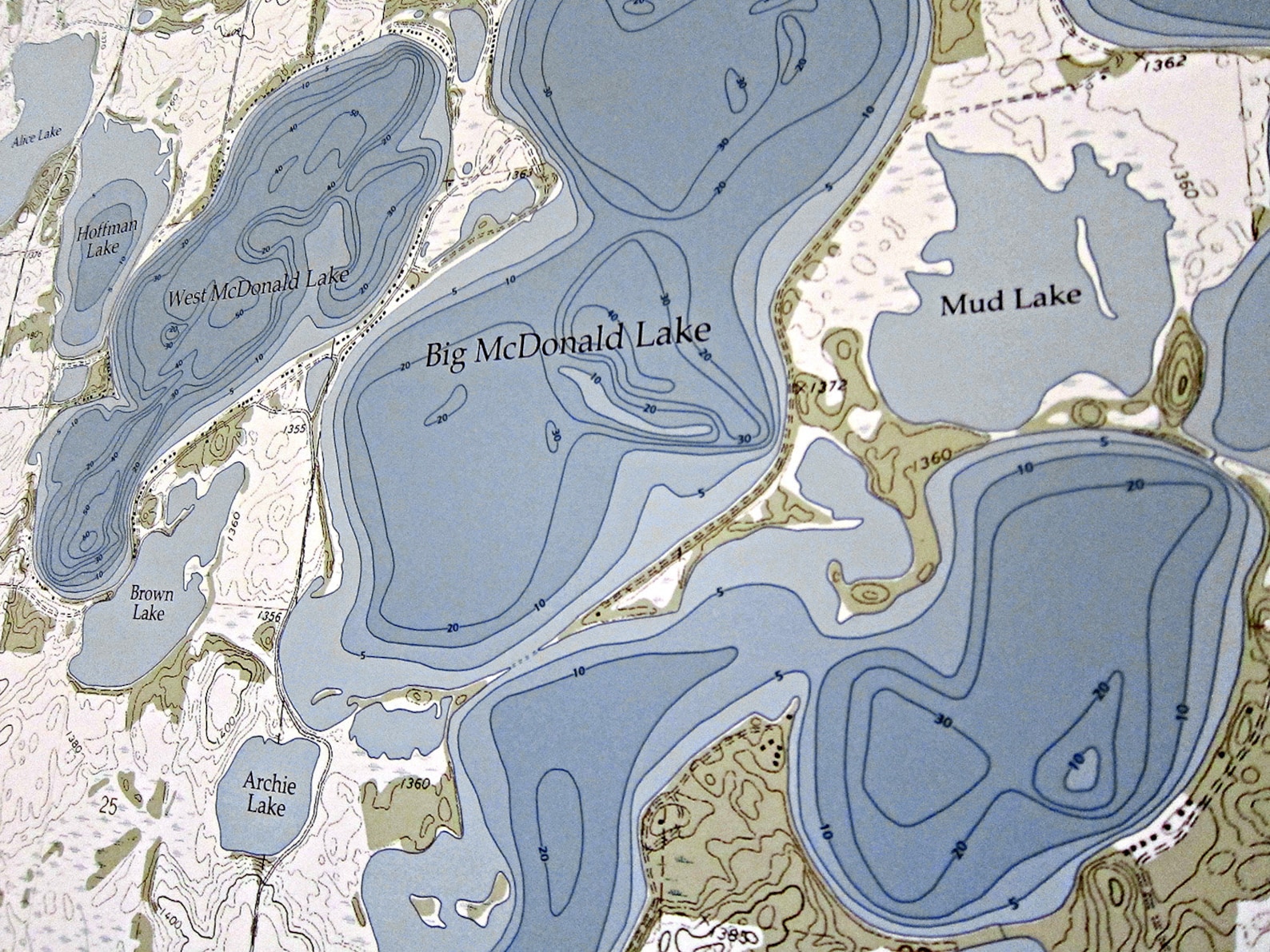 Big Mcdonald / West Mcdonald Lake Canvas Lake Map Etsy