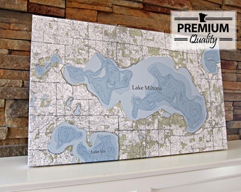 Lake Miltona - Canvas Lake Map (Premium Quality)