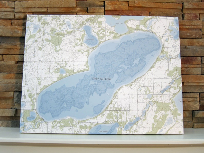 Otter Tail Lake Canvas Lake Map premium Quality - Etsy