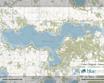 Pelican Lake - Canvas Lake Map (Standard Quality)