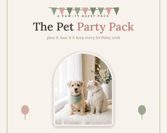 Pet Birthday Party Printable, Dog and Cat Party Planner and Guest Book, Gotcha Day Pack, Pet Party Games and Invitation Kit, Instant PDF