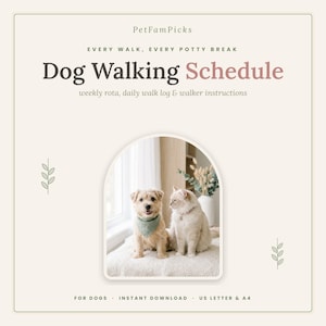 Dog Walking Schedule Printable, Weekly Walk and Potty Chart, Dog Walker Instructions Sheet, Puppy Potty Training Log, Instant Download PDF