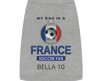 Camiseta personalizada de Francia para perros, camiseta de fútbol personalizada para perros con nombre y número, camiseta para mascotas aficionadas al fútbol francés, regalo para padres de perros 2026