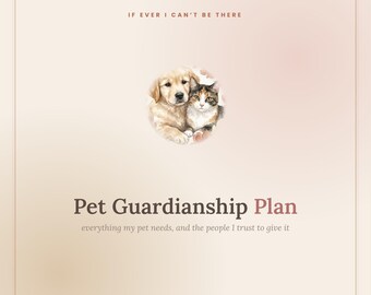 Pet Guardianship Plan Printable, Pet Emergency Care Plan, In Case of Emergency Dog and Cat Care Document, Pet Care Instructions, Instant PDF