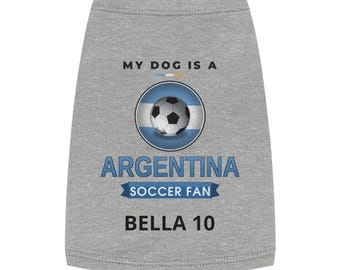 Camiseta personalizada de Argentina para perros, camiseta sin mangas de fútbol personalizada para perros con nombre y número, camiseta para mascotas aficionadas al fútbol argentino, regalo para mamás y papás de perros
