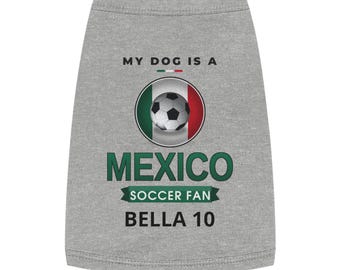 Camiseta personalizada de México para perros, camiseta sin mangas de fútbol personalizada para perros con nombre y número, camiseta para mascotas aficionadas al fútbol mexicano, regalo para mamás y papás de perros 2026