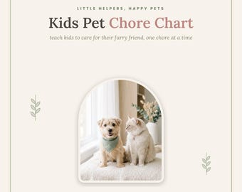 Kids Pet Chore Chart Printable, Dog and Cat Responsibility Chart, Pet Care Chores for Kids, Reward Star Tracker, Instant Download PDF