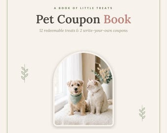 Pet Coupon Book Printable, Dog and Cat Gift Coupons, Redeemable Pet Treat Vouchers, Pet Lover Gift, Instant Download PDF