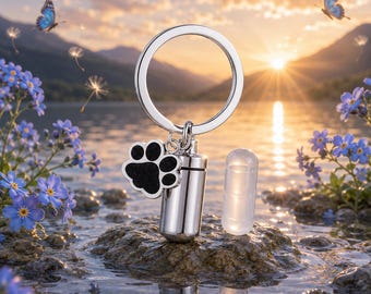 Portachiavi ricordo in acciaio inossidabile con impronta di zampa, accessorio commemorativo per animali domestici.