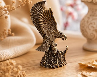 Vintage Brass Eagle Figurine, Rustic Wildlife Decor, Shelf Accent Statue
