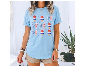 T-shirt met patriottische ijshoorntjes | Vintage Fourth of July T-shirt VS Amerika