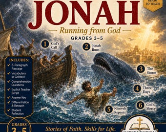 Jona läuft vor Gott Lesestunde | Biblische Alphabetisierung Klasse 3-5 | Homeschool Leseverstehen PDF