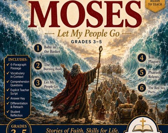 Moses Lesestunde | Biblische Alphabetisierung Klasse 3-5 | Englisch - Englisch