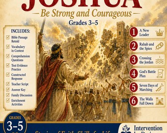 Joshua Sei stark und mutig Lesestunde | Biblische Alphabetisierung Klasse 3-5 | PDF für Hausschule