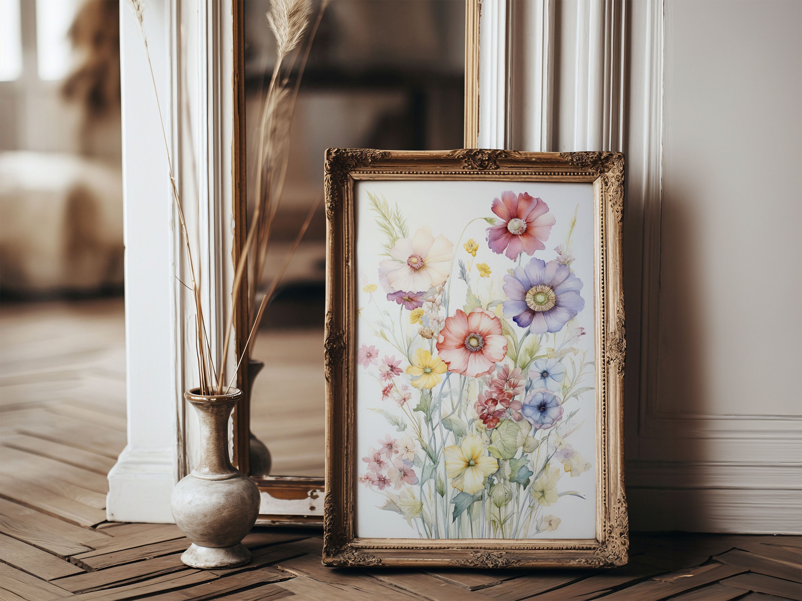 Botanical Watercolor Art Print, Floral Wall Decor, Printable Flowers ...
