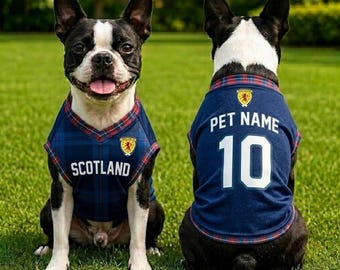 Maillot personnalisé pour chien d'Écosse, maillot de football personnalisé pour animal de compagnie, vêtements pour chien Coupe du monde 2026, t-shirt pour animal de compagnie en tartan de la fierté écossaise