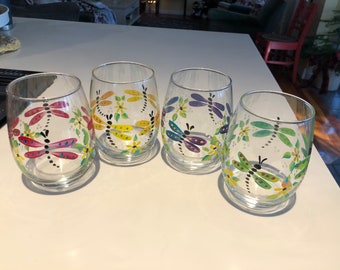 Dragonfly Stemless Wine Glass