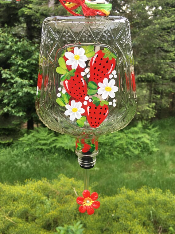 Hand Painted Strawberry Crown Royale Hummingbird Feeder With Etsy