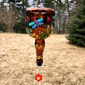 Hummingbird Feeder Grand Marnier Bottle Dragonfly