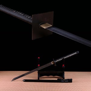 Auténtica espada ninja japonesa, Ninjato de acero para muelles 9260, hoja funcional de colección con espiga completa.