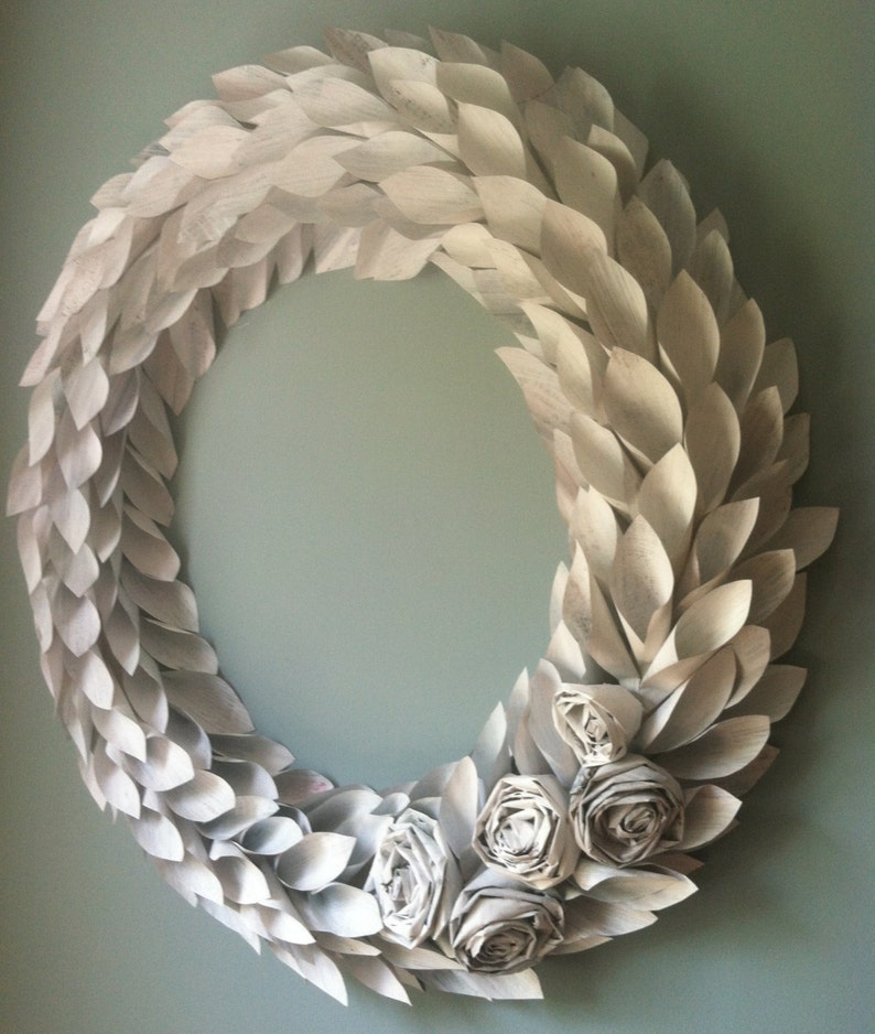 DIY Holiday paper WREATH TUTORIAL-map painted newspaper holiday-seasonal-paper of any kind wreath for any season image 4