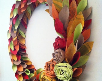 DIY Fall wreath TUTORIAL- newspaper wreath - map wreath - fall wreath, holiday wreath, painted newspaper wreath for any season