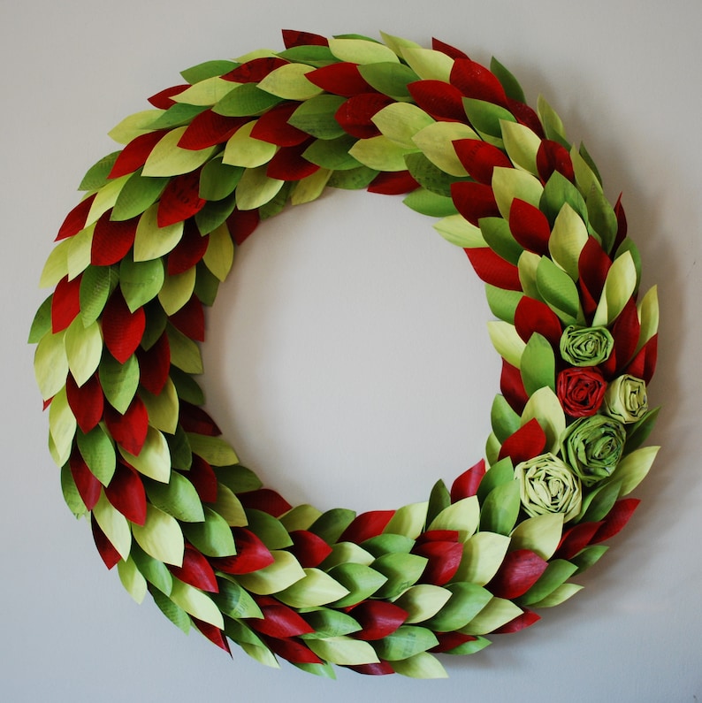 DIY Holiday paper WREATH TUTORIAL-map painted newspaper holiday-seasonal-paper of any kind wreath for any season image 1