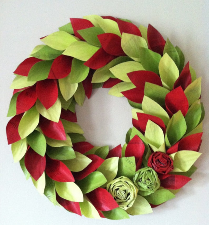 DIY Holiday paper WREATH TUTORIAL-map painted newspaper holiday-seasonal-paper of any kind wreath for any season image 5