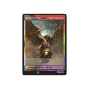 Angel Token Custom MTG Proxy Card - 4/4 Flying Alternate Art Creature Token for Magic the Gathering Commander Decks - Rainbow Pride Border