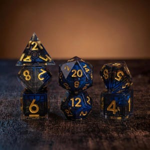 Galaxy DND-tärningsset, blå vassa hartstärningar, Sapphire Wizard Polyhedral D20, Arcane TTRPG-present till Dungeons and Dragons-spelare