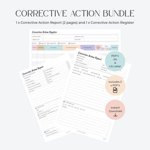 Corrective Action Report & Register Bundle | WHS Compliance Pack | Safety Action Tracking Forms | Printable PDF