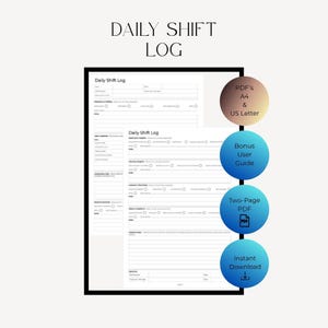 Daily Shift Log | Workplace Shift Report | Staff Activity Log | Operations & Handover Checklist | Printable PDF