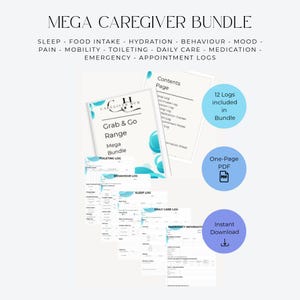 Paquete completo para cuidadores / Kit de herramientas de registro de cuidados de 12 páginas (descarga en PDF)
