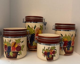Vintage 1990er Jahre Obstkorb Keramik Vorratsdose Vorratsdosenset aus den 1990er Jahren
