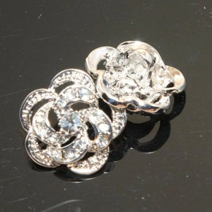 Rhinestone Floral Button Bridal Brooch Bouquet DIY Wedding Invitation Napkin Shoe Hair DIY Supplies 25mm Crystal Rose Shank