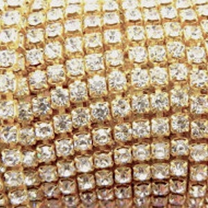 Gold Rhinestone Chain by Yard SS16 Silver 2mm 4mm Crystal Cup Chain Rhinestone Trim