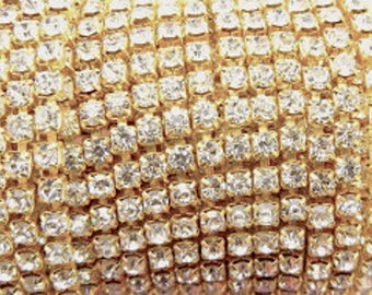 Gold Rhinestone Chain by Yard SS16 Silver 2mm 4mm Crystal Cup Chain Rhinestone Trim