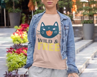 Cat Shirt Wild & Free, Cute Cat Shirt, Adventure Shirt, Cat Lover Gift