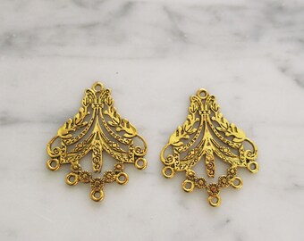 2 pcs. Chandelier Earrings  Antique Silver or Gold Connectors DIY Jewelry Findings, Supplies