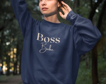 Boss Babe Crewneck Sweatshirt, Girl Boss Shirt, Long Sleeve Comfort