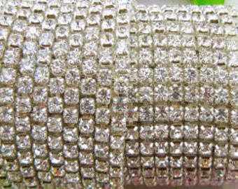 Rhinestone Chain SS16 Silver Gold 2mm 4mm