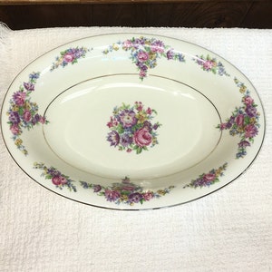 Vintage 1930&#39;s Royal Ivory &quot;Rosalie&quot; Oval Serving Bowl Platter