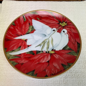 Vintage Franklin Mint 1991 &quot;Christmas Doves&quot; American Lung Association Collectible Plate