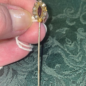 Vintage Goldtone W/Rhinestones and Ruby Stick Pin